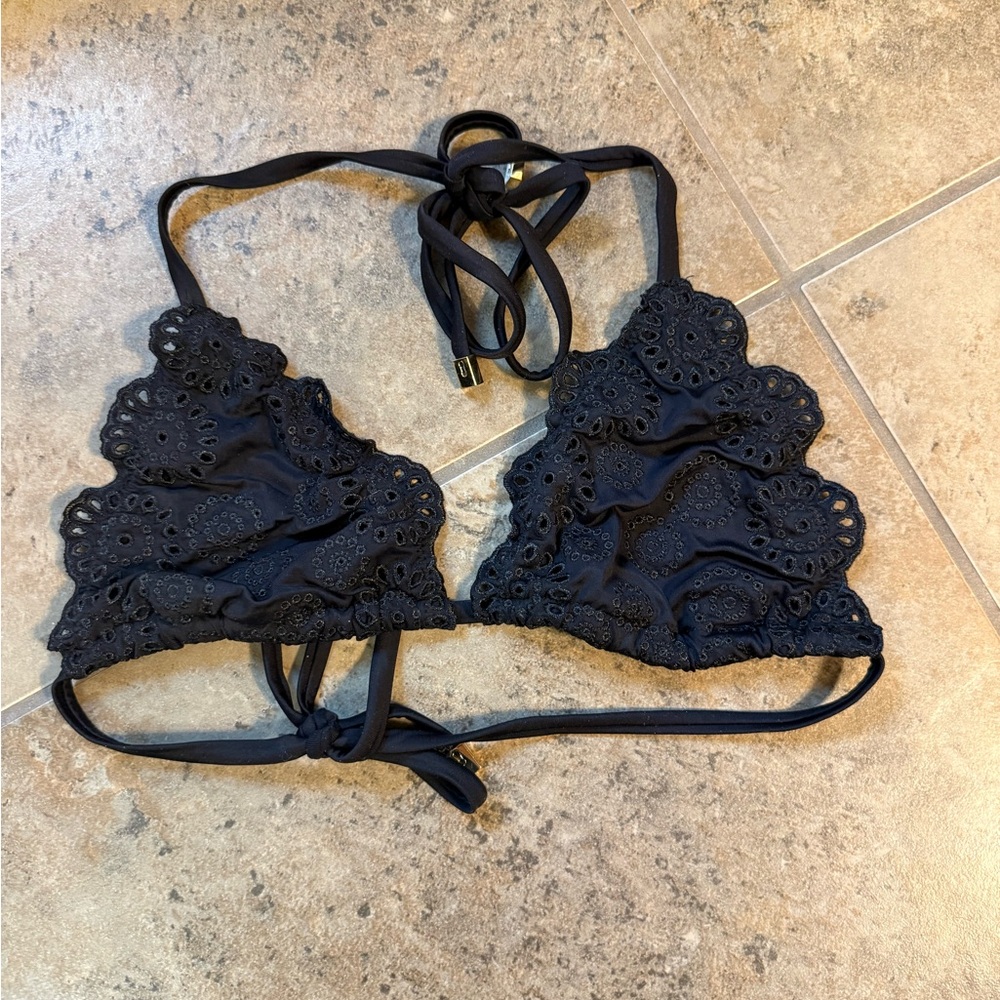 10 Crosby Derek Lam Black Eyelet Bikini Top